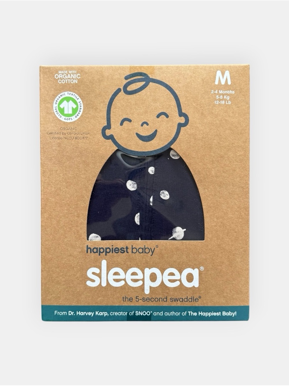 Happiest Baby Sleepea 5 Second Swaddle Midnight Planets Organic Cotton Medium